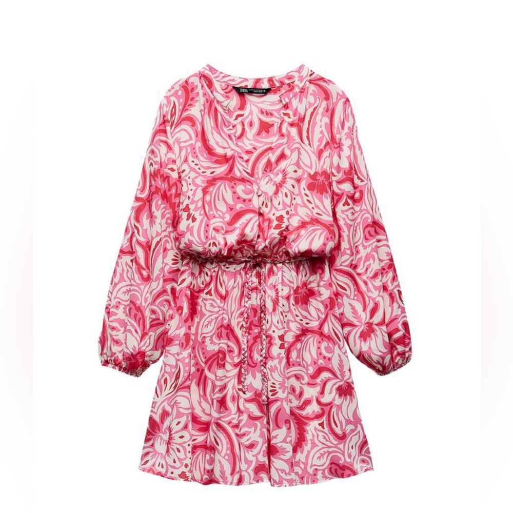 NWT Zara Pink and White Floral Mini Dress